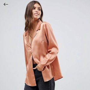 ASOS DESIGN relaxed satin long sleeve shirt